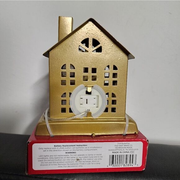 Stocking Holder Gold Metal House Christmas Holiday Light up Holiday Time - Picture 5 of 5